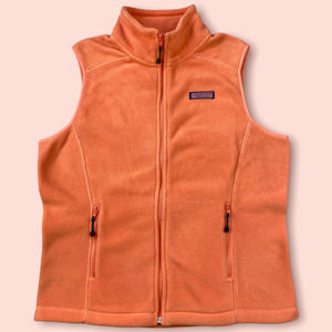 Vineyard Vines Full Zip Fleece Orange Sleeveless Sol Sweater Vest Size Small